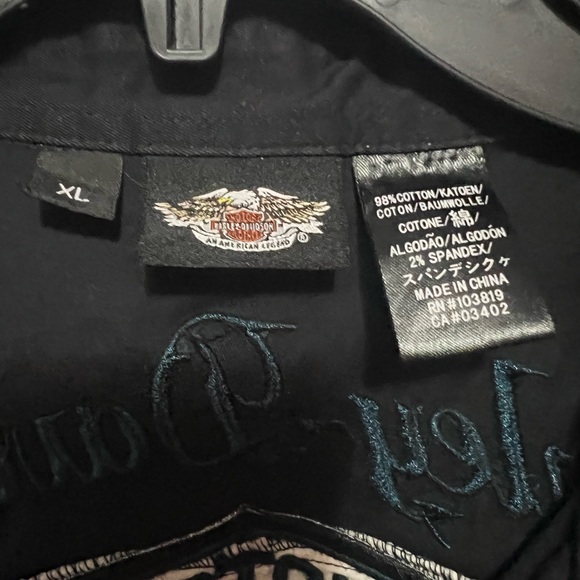 Harley-Davidson Women's Black zipper blouse long sleeve - Picture 3 of 4